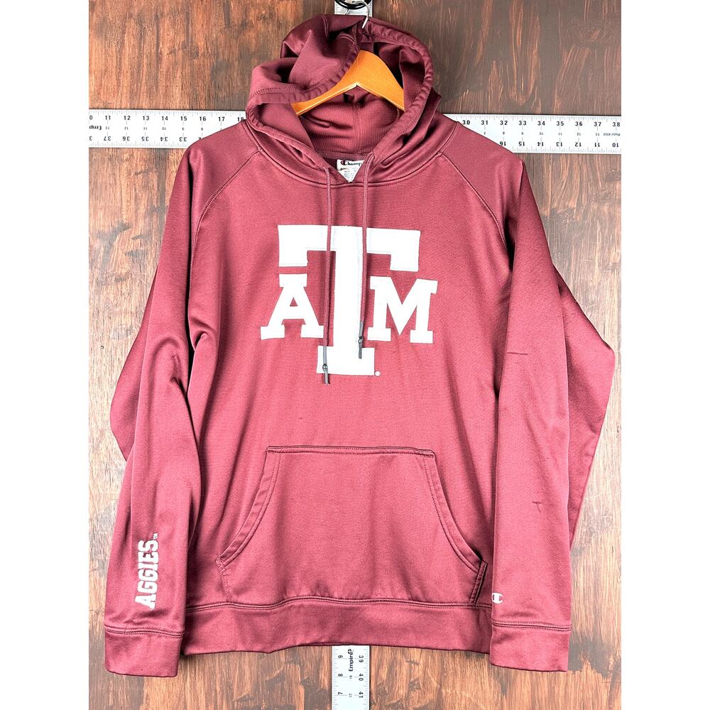 Texas A&M Aggies Champion Embroidered Pullover Hoodie Red Mens‎ Medium NCAA ATM